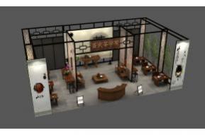 益武茶学院展台模型图片