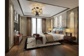 新中式卧室3D模型效果图