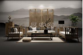 新中式沙发茶几3D模型图片