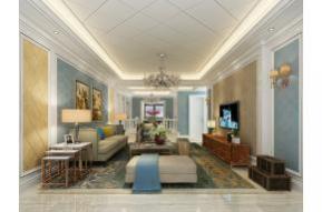 美式简约客厅3D模型图片