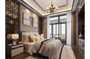 新中式卧室3D模型效果图