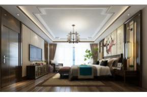 新中式卧室3D模型效果图