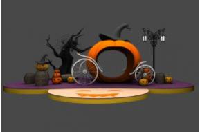 万圣节陈设小舞台南瓜马车