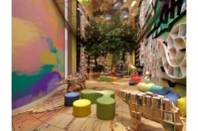 现代幼儿园儿童图书馆3D模型效果图