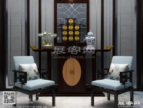 新中式休闲桌椅组合3D模型