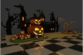 万圣节美陈展览模型效果图